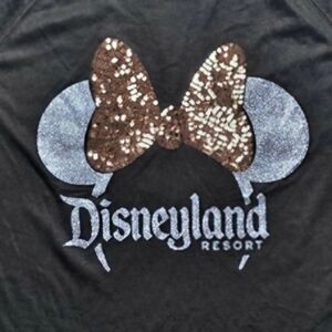NWT Disney Parks Disneyland Minnie Mouse Sequin Black Sparkle Tee Women's XS